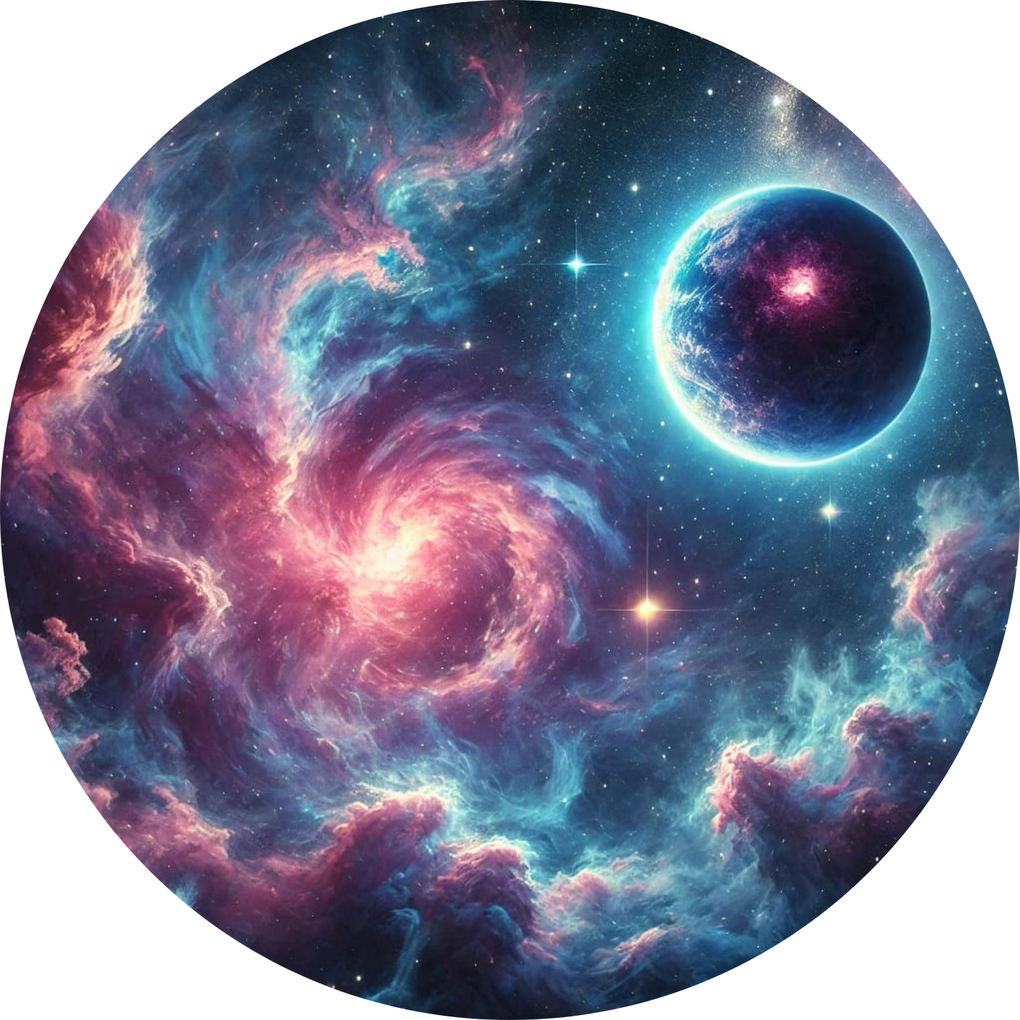 Farbintensive Spiralgalaxie im Weltraum