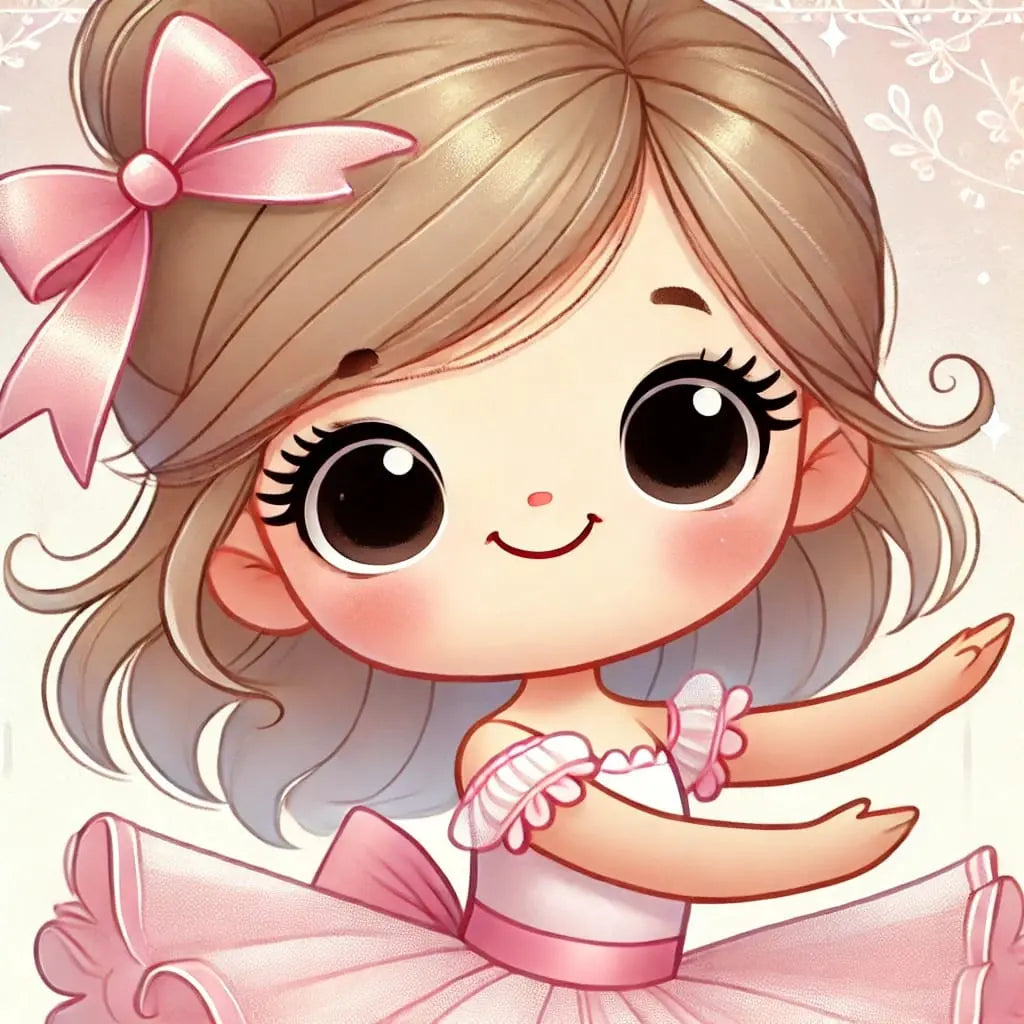 Niedliches Cartoon-Mädchen mit rosa Kleid und Schleife – Kinderbuch-Illustration.