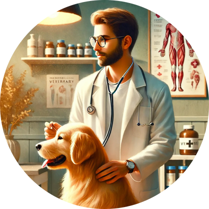 Tierarzt mit Hund im Behandlungsraum