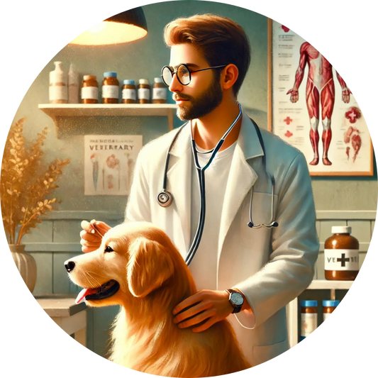 Tierarzt mit Hund im Behandlungsraum