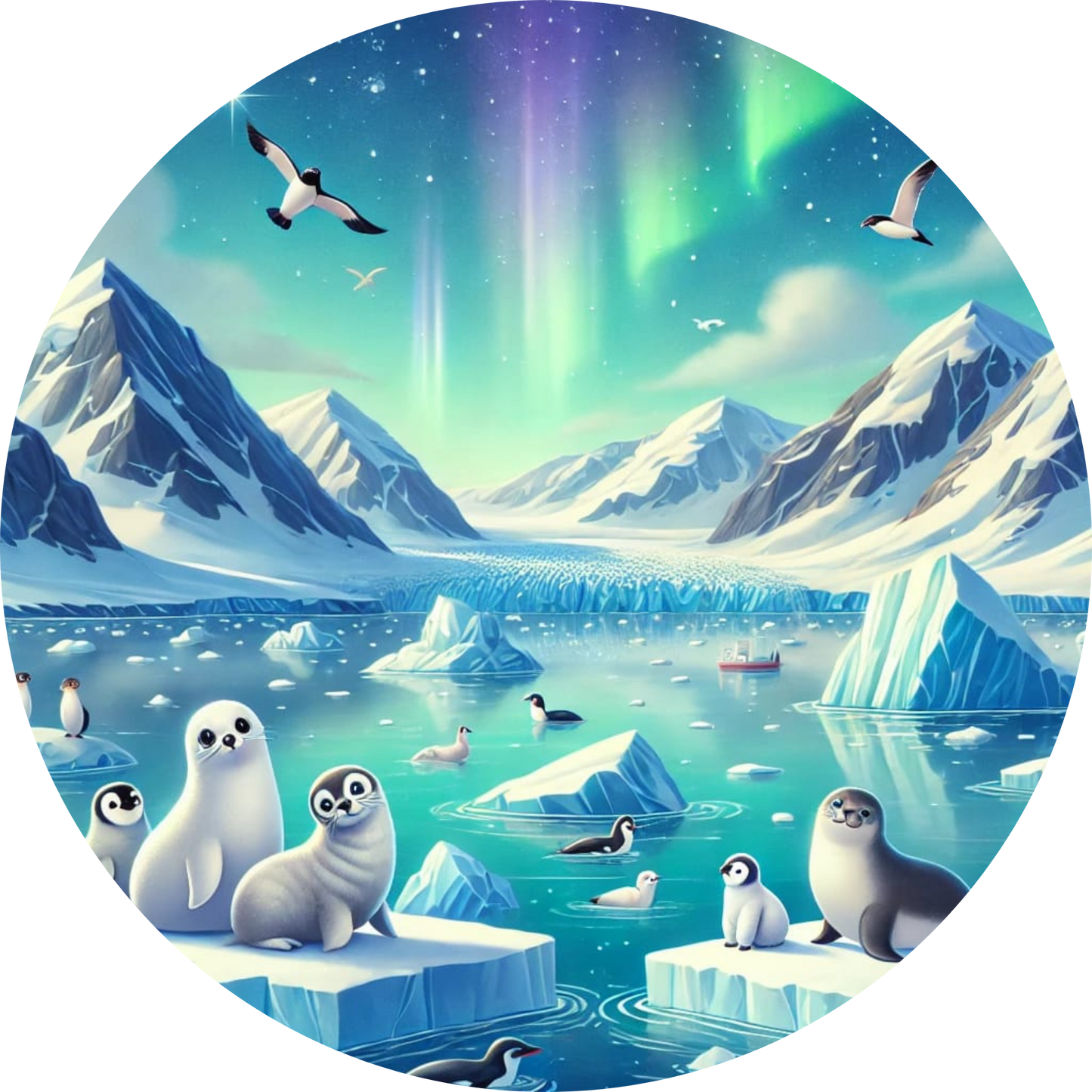 Tiere der Arktis: Pinguine, Robben und Wale unter Polarlichtern