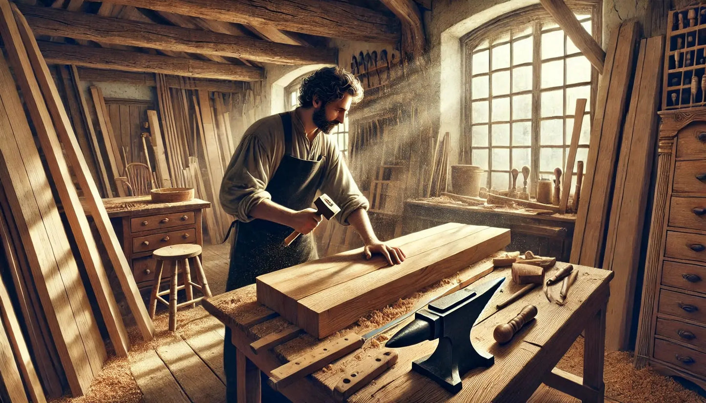 Tischler in der Werkstatt
Essbarer Tortenaufleger im DIN A4 Format – Szene eines Tischlers beim Arbeiten mit Holz in traditioneller Werkstatt, warm und handwerklich