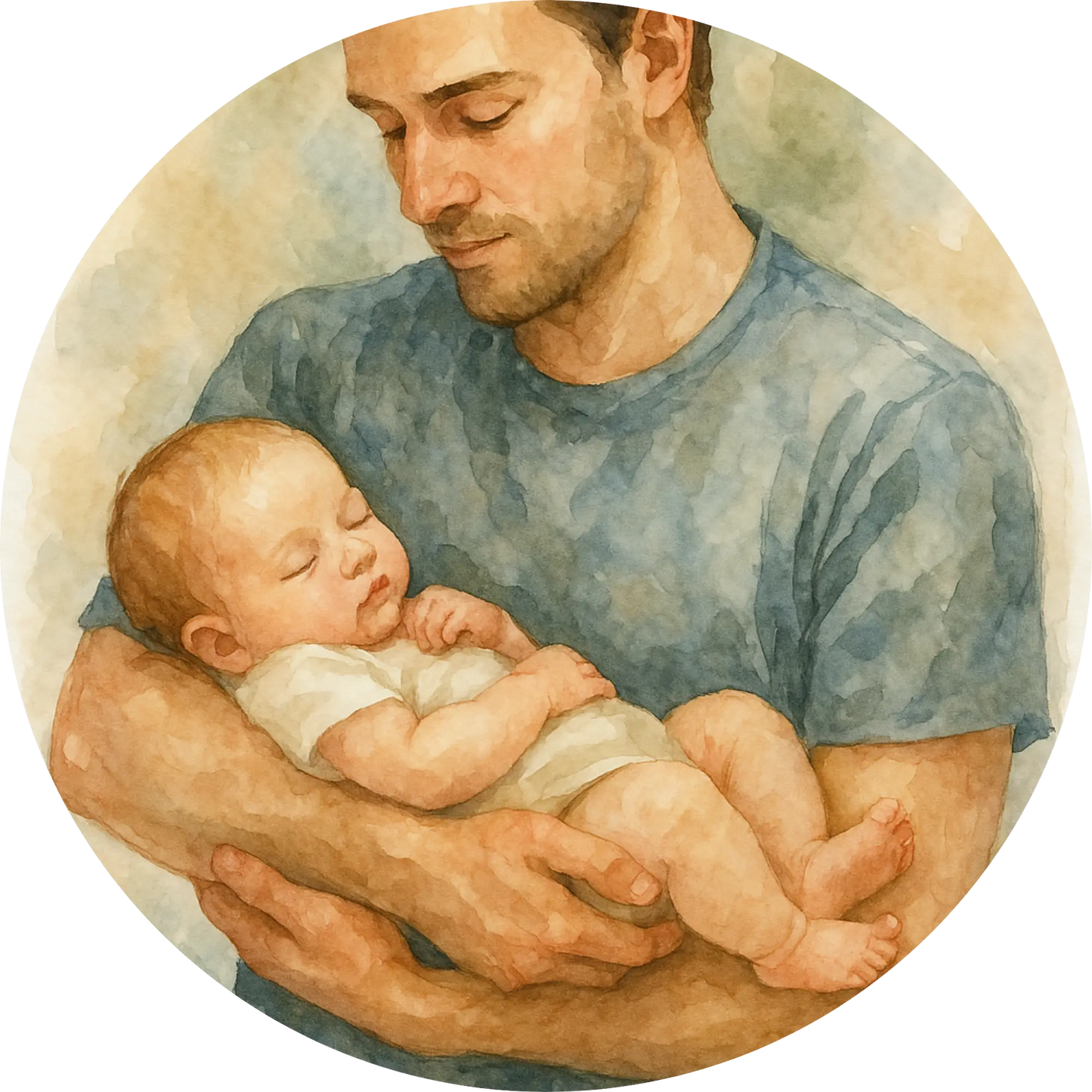 Vater hält Neugeborenes auf dem Arm – emotionales Vater-Kind-Motiv