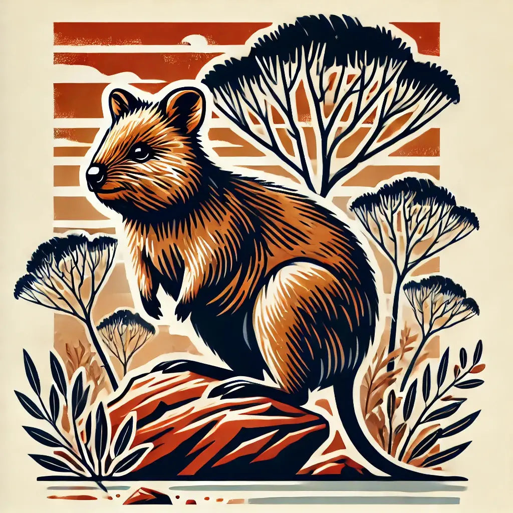 Waschbär im Pop-Art-Stil mit geometrischem Hintergrund