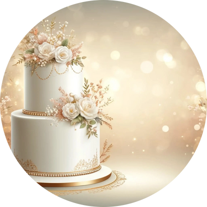 Weiße Hochzeitstorte mit rosa Blumen – romantisch und klassisch