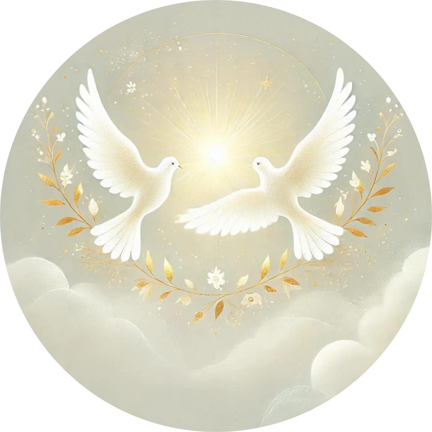 Weiße Taube in den Wolken mit Lichtschein – spirituelles Motiv zur Konfirmation
