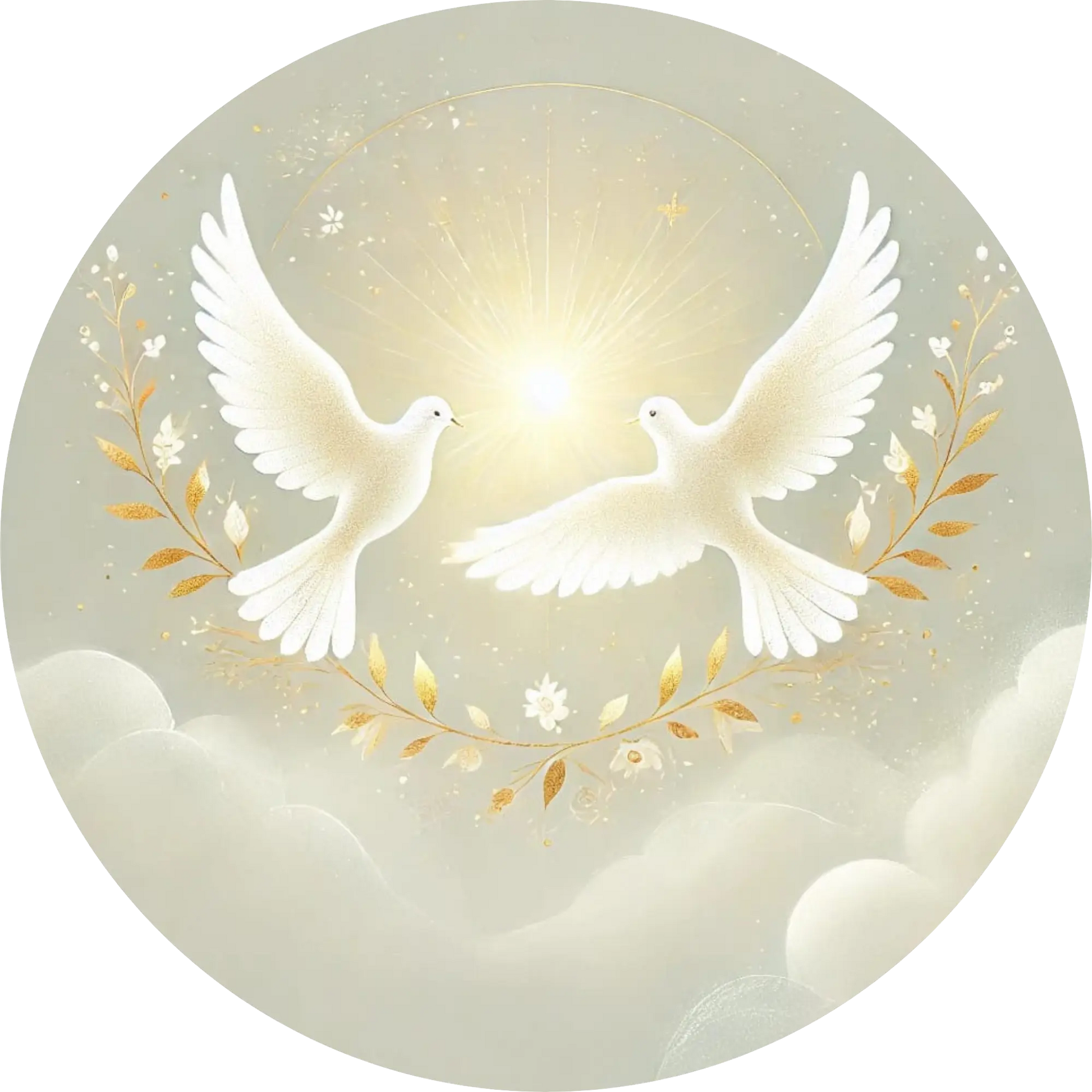 Weiße Taube in den Wolken mit Lichtschein – spirituelles Motiv zur Konfirmation
