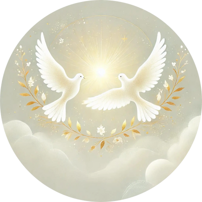 Weiße Taube in den Wolken mit Lichtschein – spirituelles Motiv zur Konfirmation
