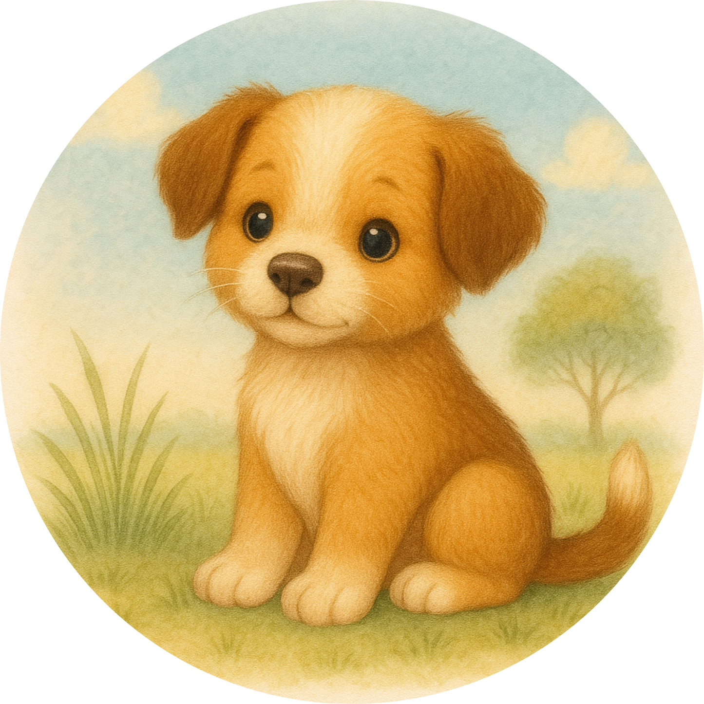 Welpe mit braunem Fell und Schlappohren
