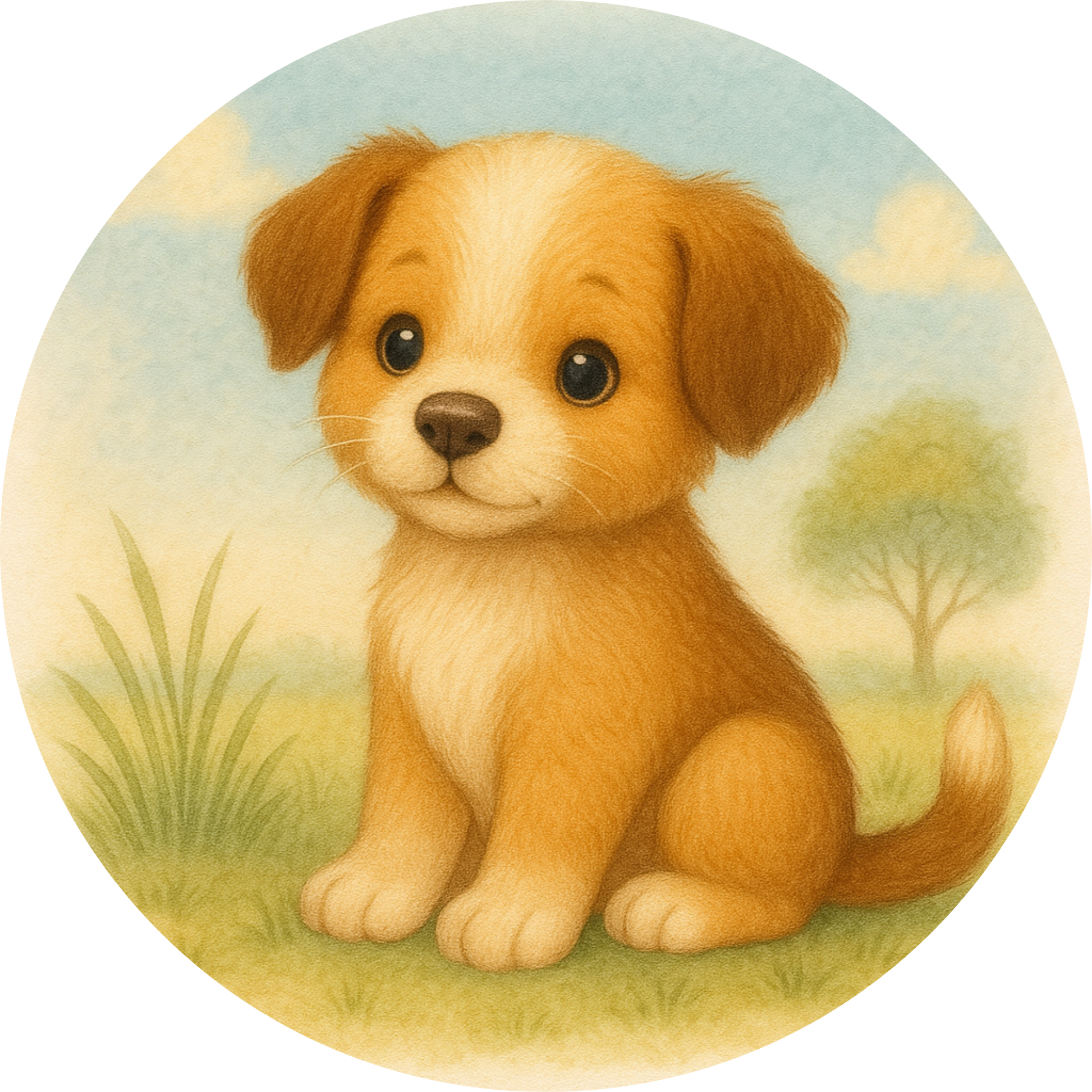 Welpe mit braunem Fell und Schlappohren
