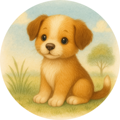 Welpe mit braunem Fell und Schlappohren
