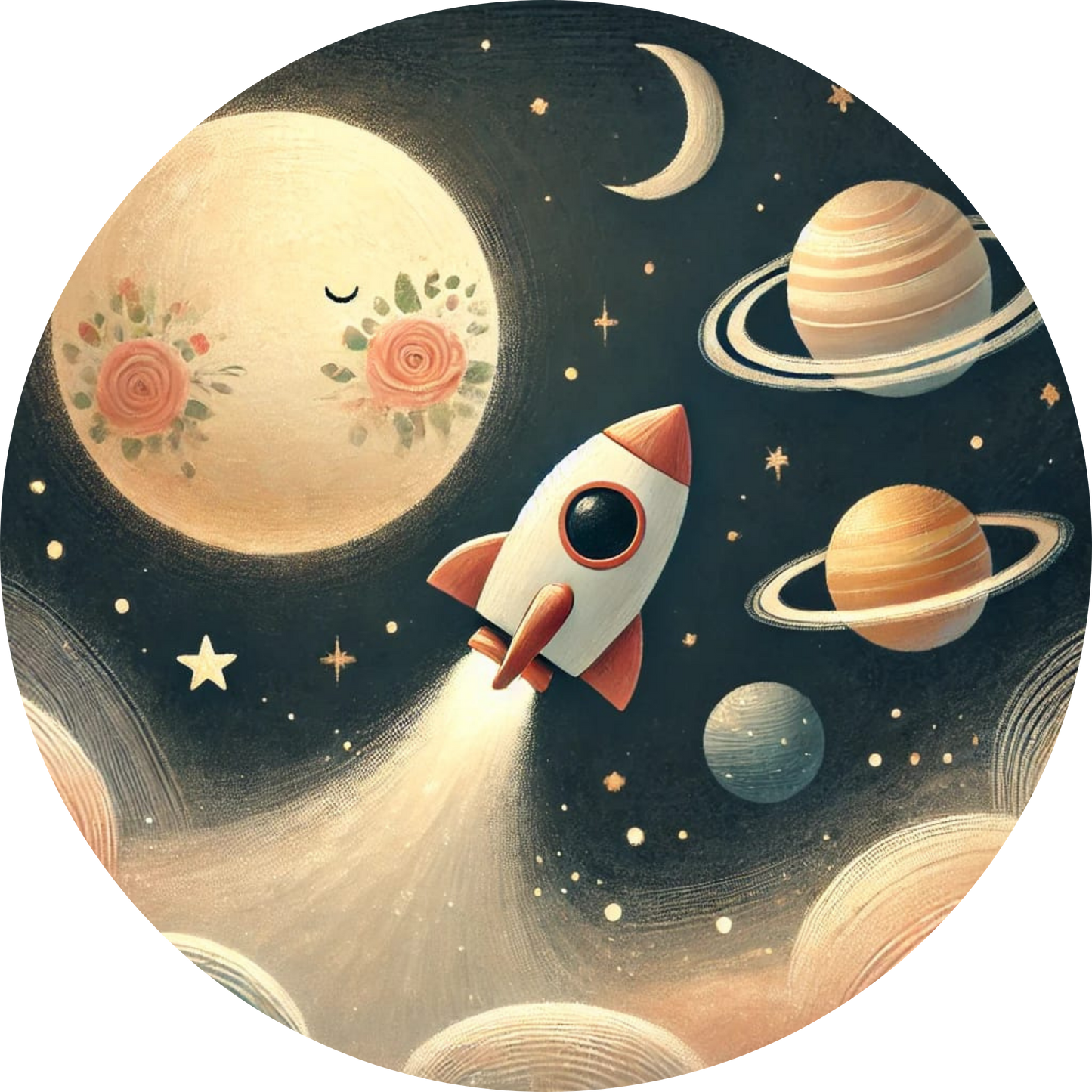 Retro-Rakete fliegt durch ein Planetensystem