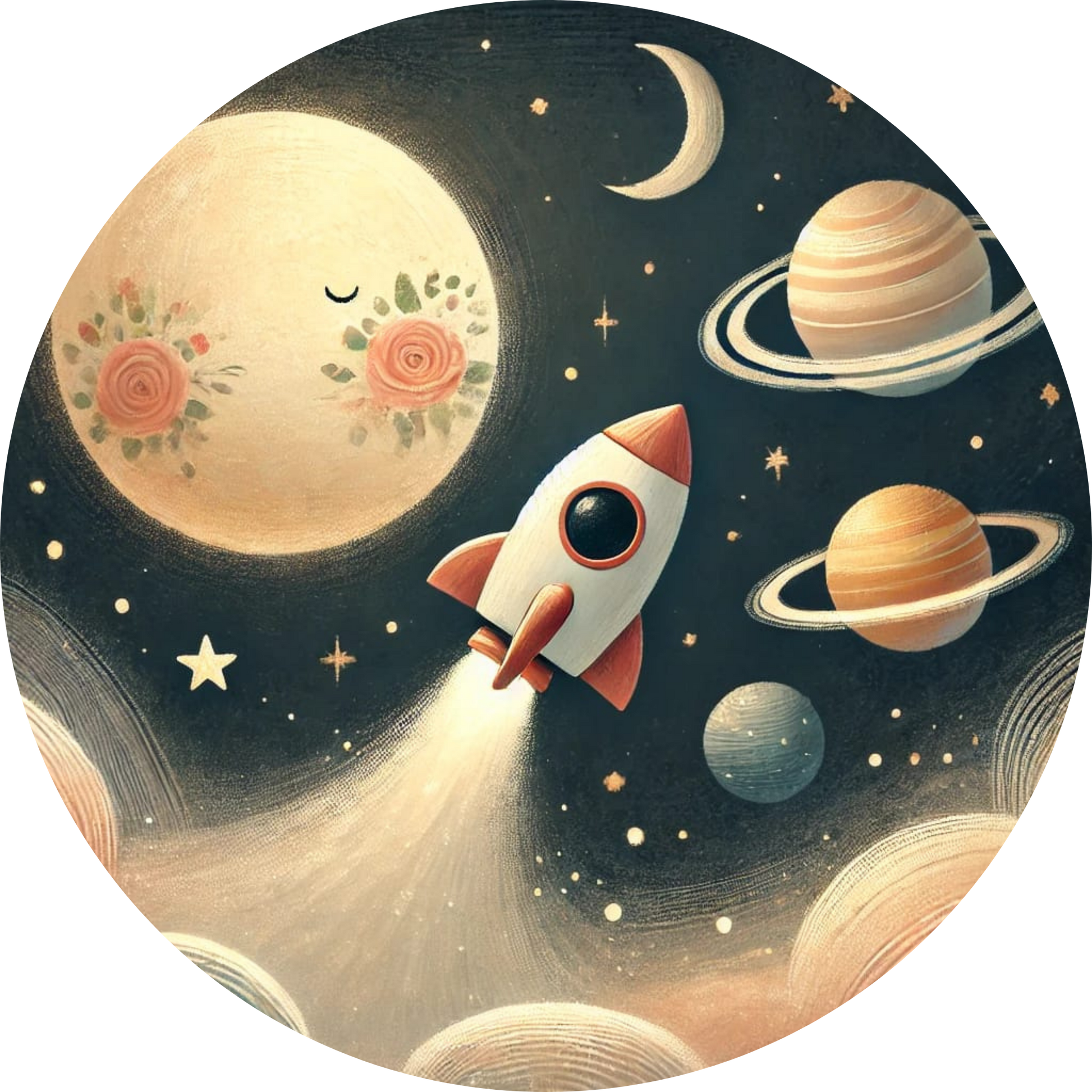 Retro-Rakete fliegt durch ein Planetensystem