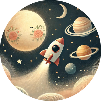 Retro-Rakete fliegt durch ein Planetensystem