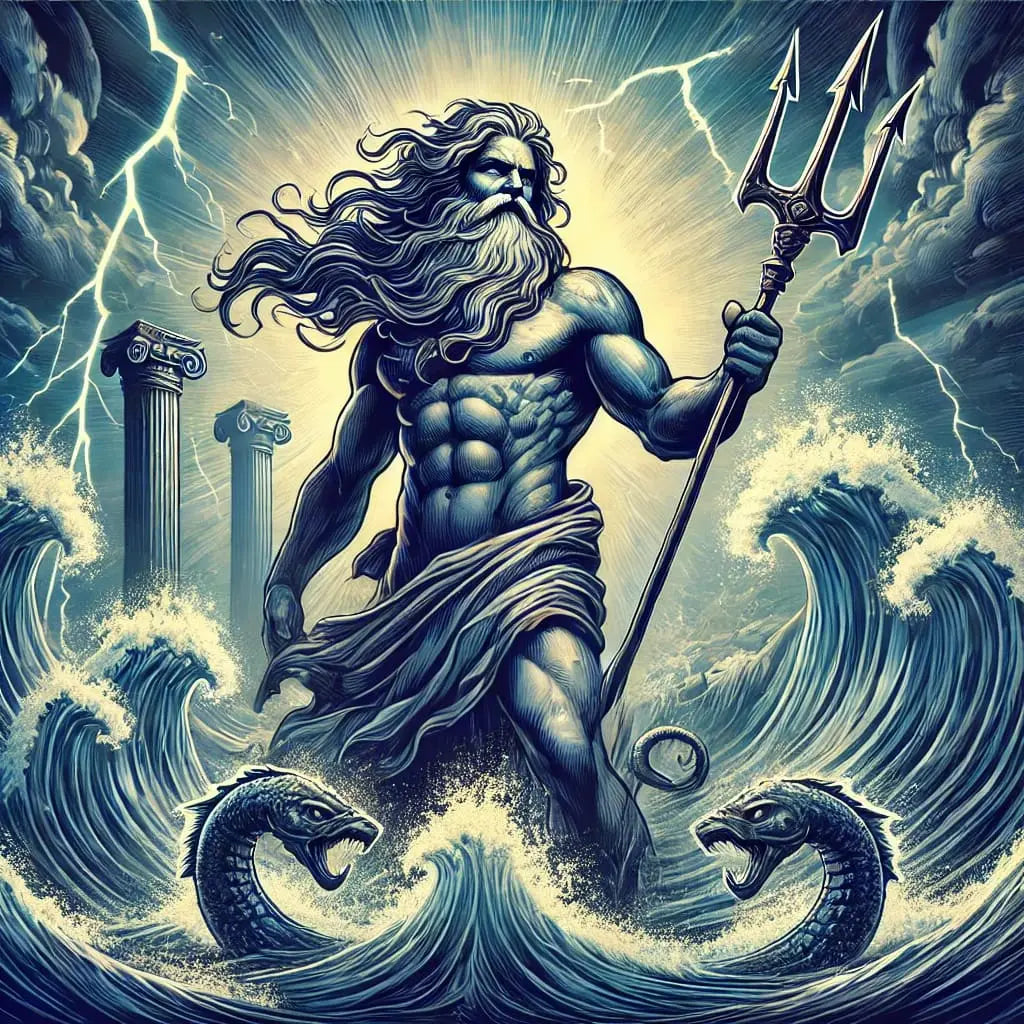 Göttliche Szenerie mit Zeus und umstehenden Menschen – Blitzsymbolik und Verehrung.