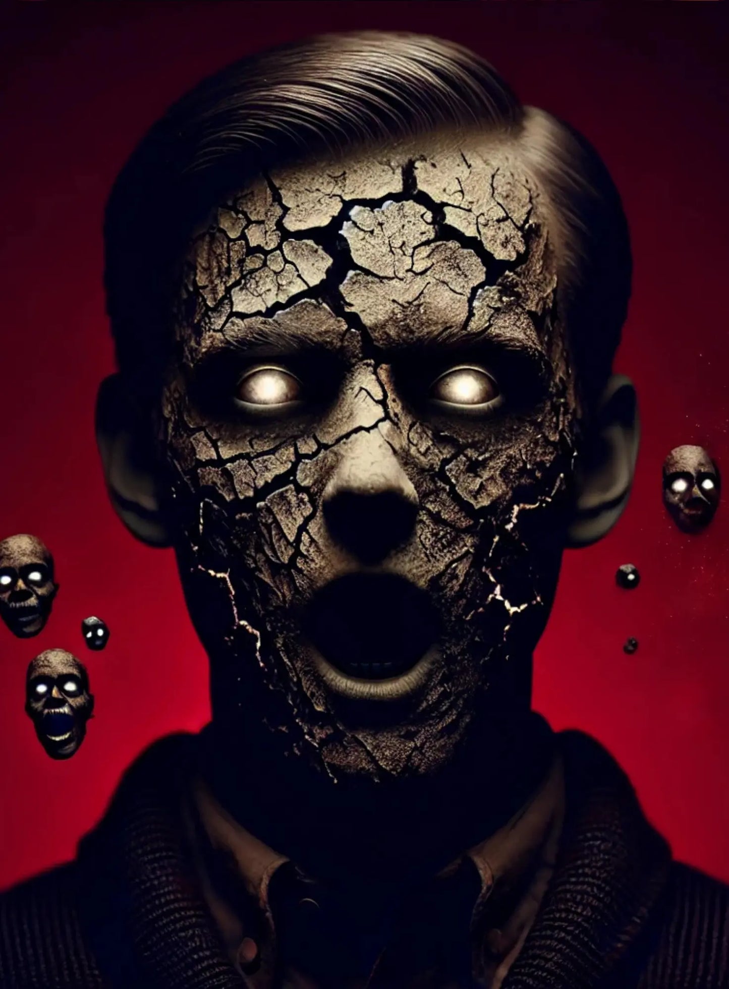 erfallene, menschenähnliche Kreatur mit leeren Augen und eingefallener Haut – ein Blick in den Wahnsinn.