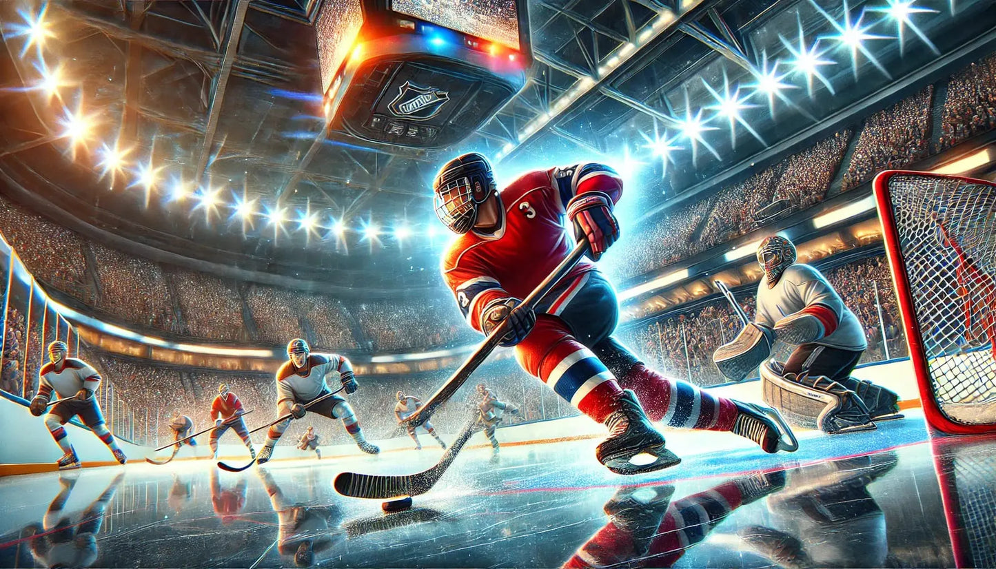 Eishockey
Spannende Szene beim Eishockeyspiel mit Spieler in Aktion vor dem Tor – Wintersport-Hobby für Tortenaufleger (DIN A4)