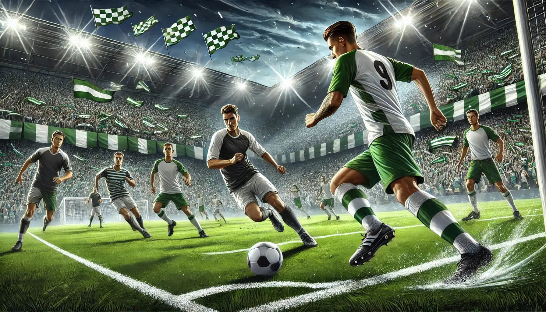 Fußball (Spielszene)
Ein packendes Fußballspiel mit mehreren Spielern im Stadion – voller Dynamik und Emotion.