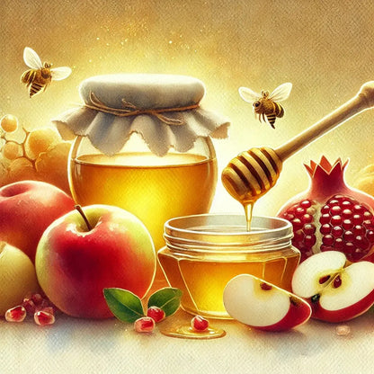 Honig, Apfel, Granatapfel – Symbolbild für jüdisches Neujahrsfest