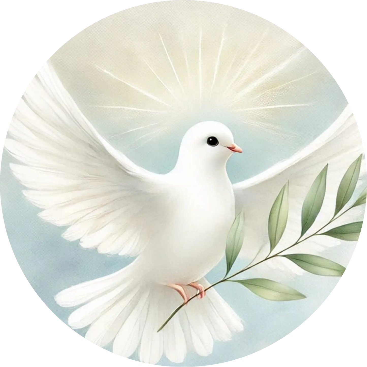 Weiße Taube in den Wolken mit Lichtschein – spirituelles Motiv zur Konfirmation
