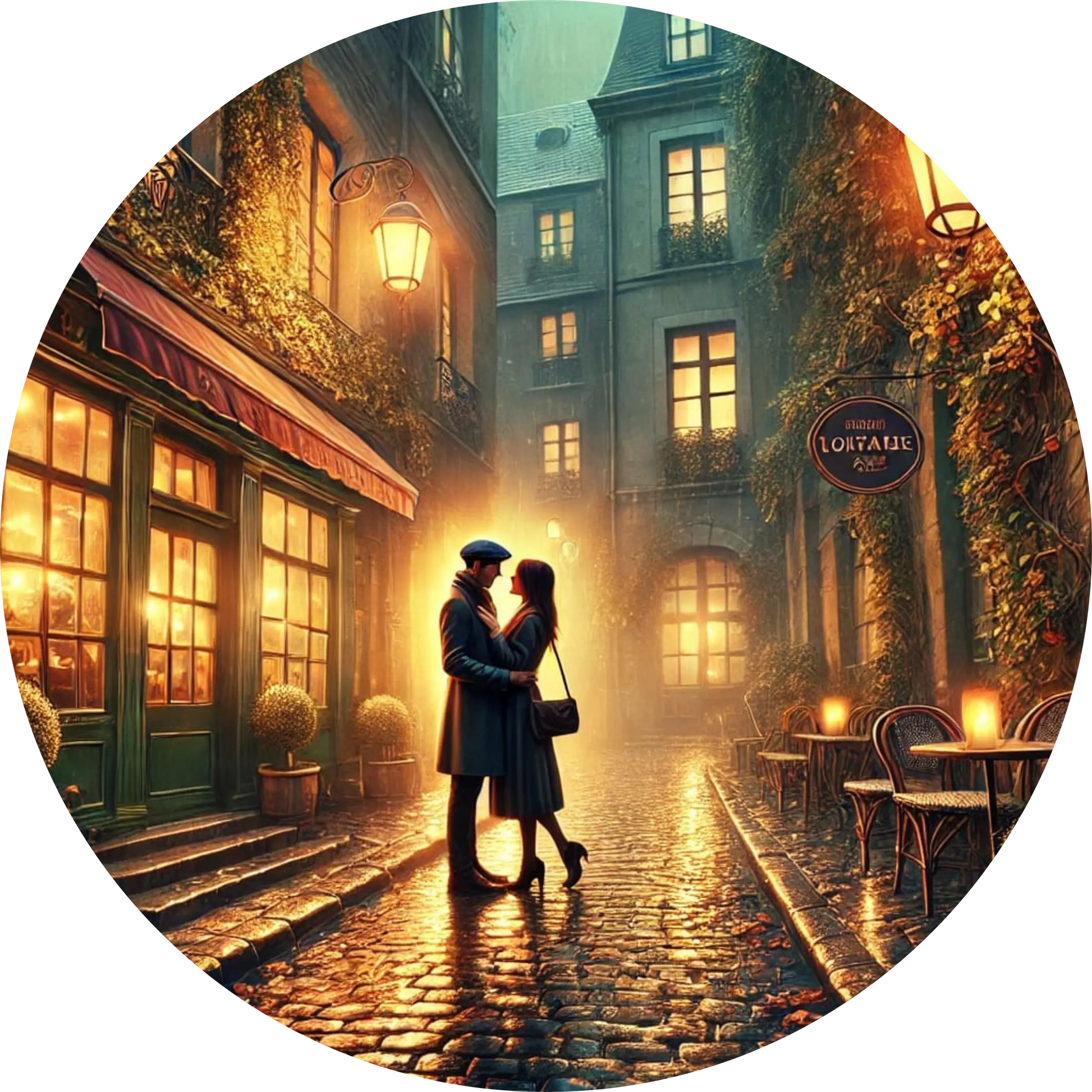 Tortenaufleger Romantik – Essbares Fondantbild (Erwachsene, rund ∅ 20 cm) - Tisch&Torte