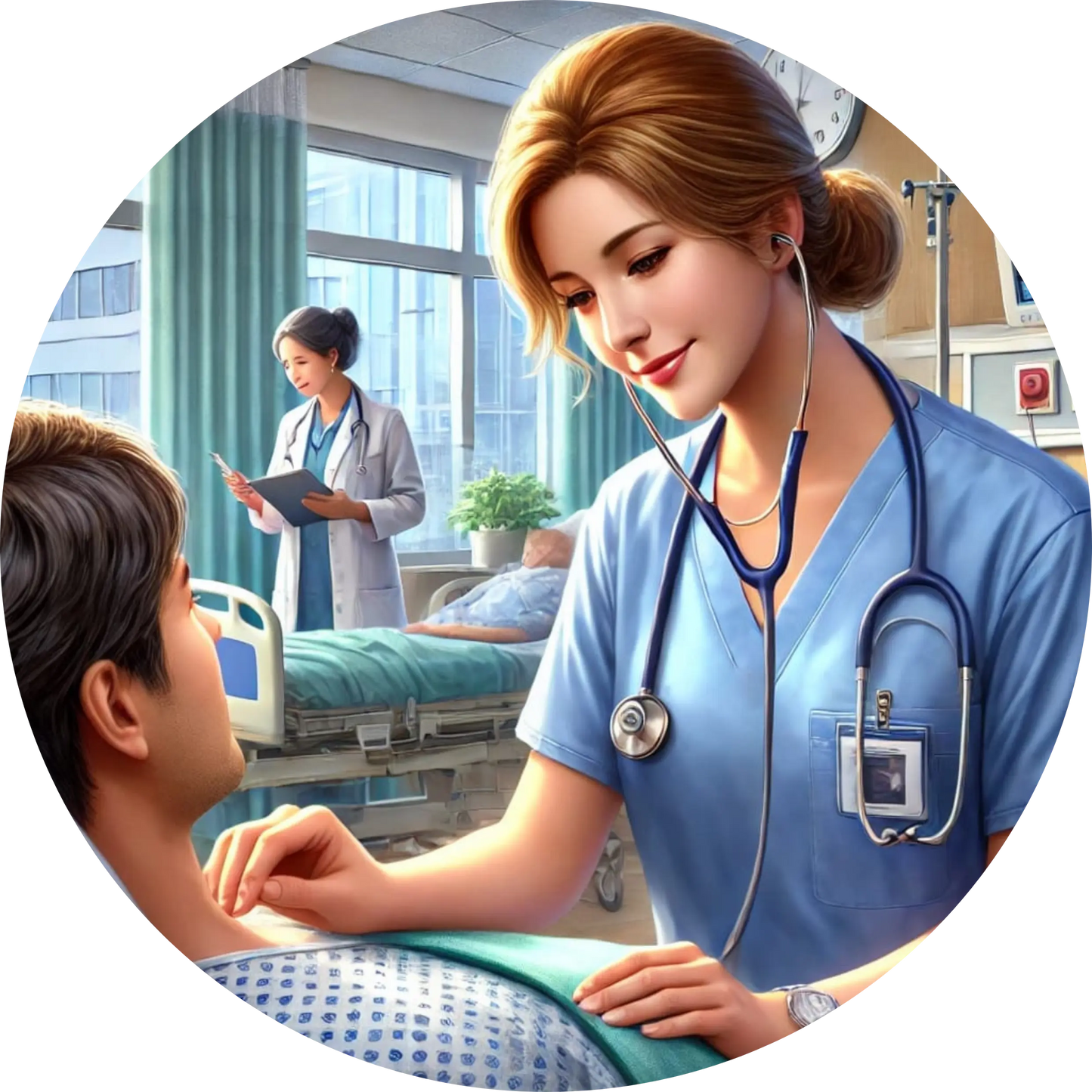 Ärztin spricht mit Patient in einer modernen Praxis